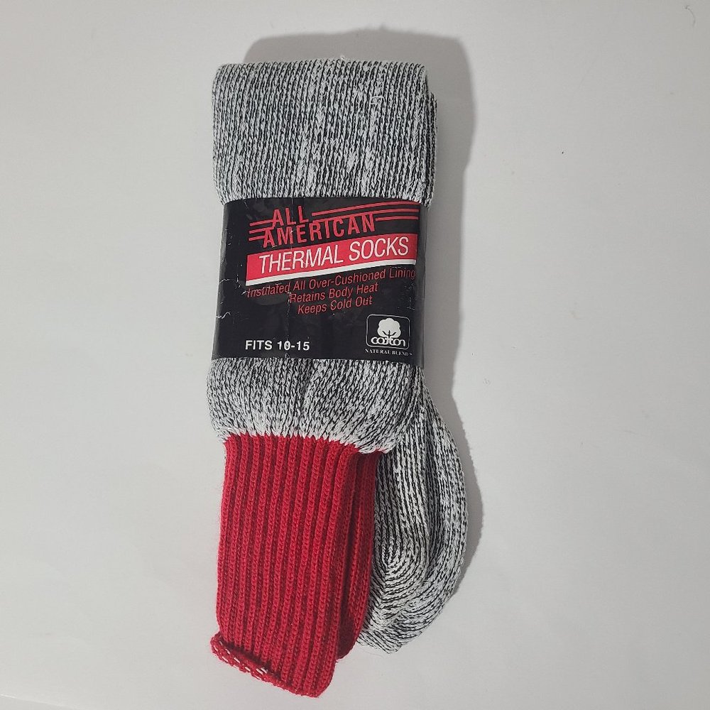 Vintage All American Men's Thermal Socks Size 10-15 1 Pair Made in USA NWT